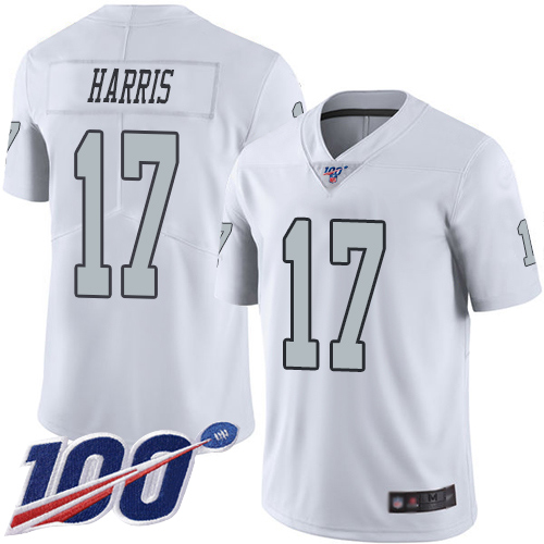 Men Oakland Raiders Limited White Dwayne Harris Jersey NFL Football #17 100th Season Rush Vapor Jersey->oakland raiders->NFL Jersey